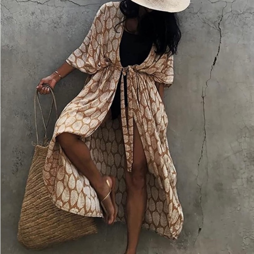 SOLD‼️Swim Cover Kimono Cardigan Open Front - Picture 4 of 8